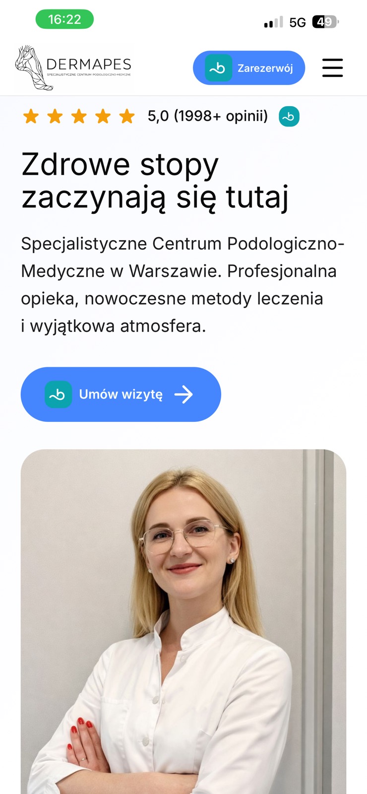 Widok mobilny strony internetowej